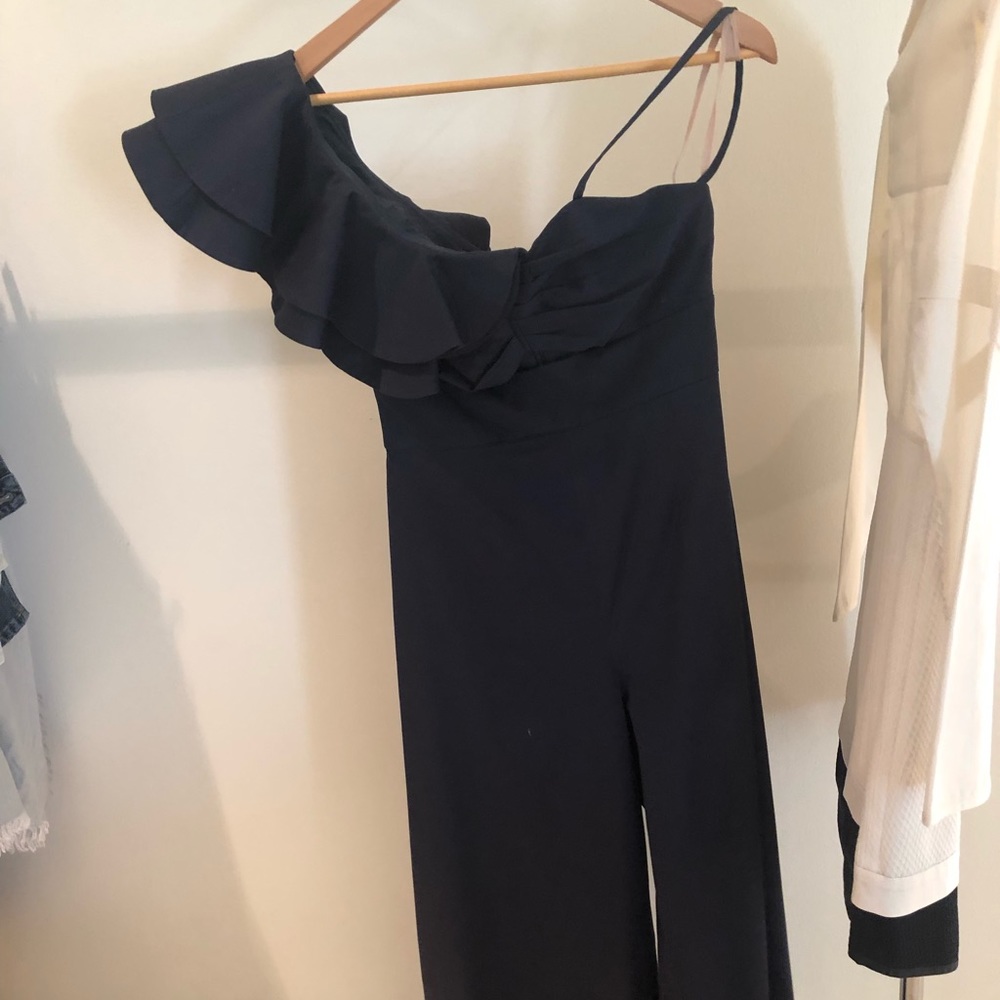 Fame and Partners one shoulder ruffled jumpsuit